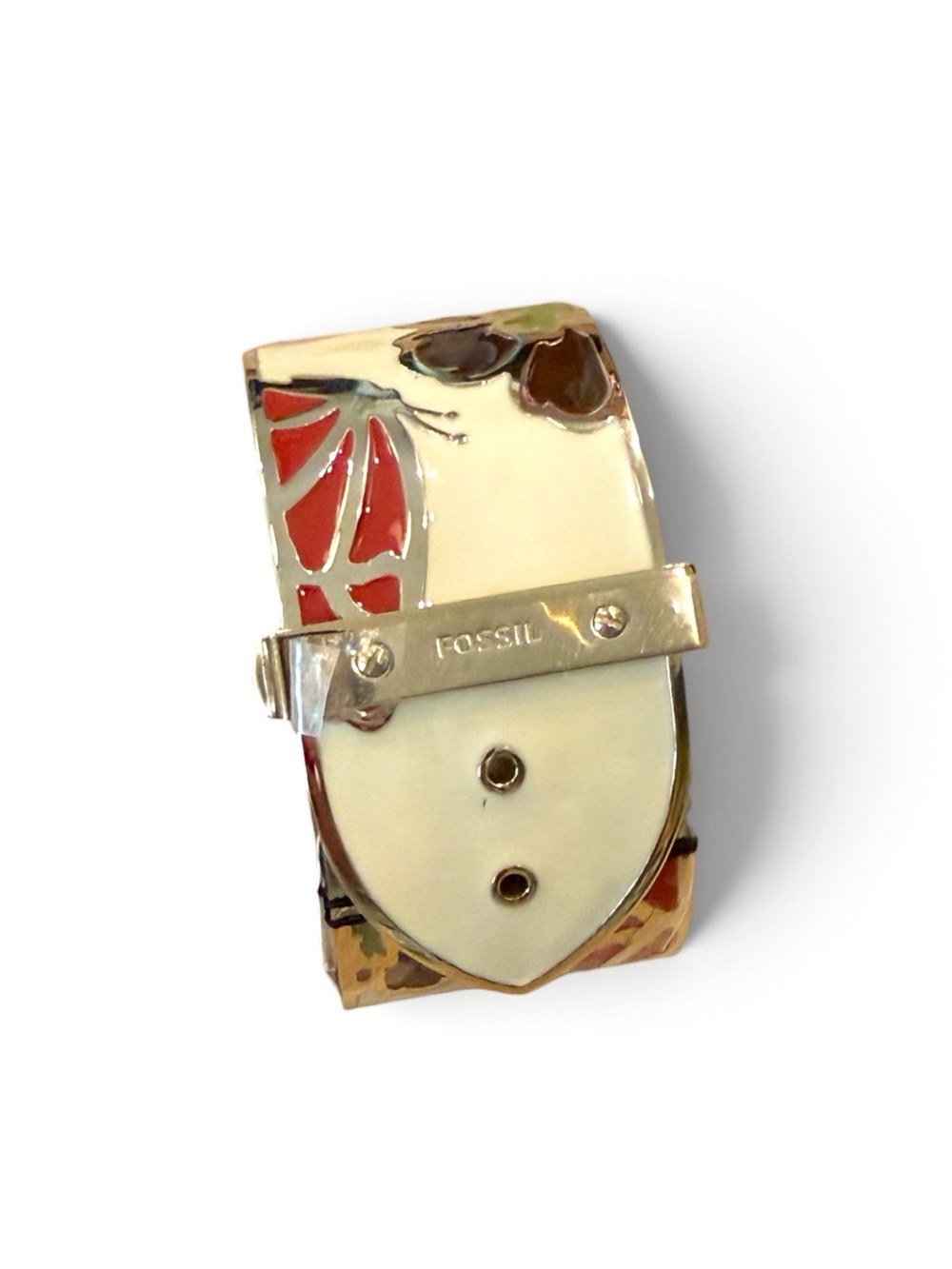 Fossil White Enamel Floral Bangle Watch - Picture 3 of 8